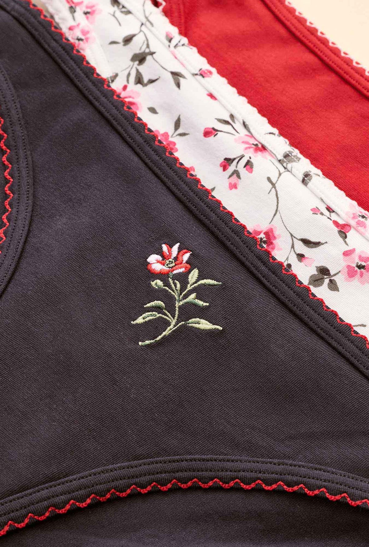 Mulberry Fleur Cotton 3-Pack Bikini closer look