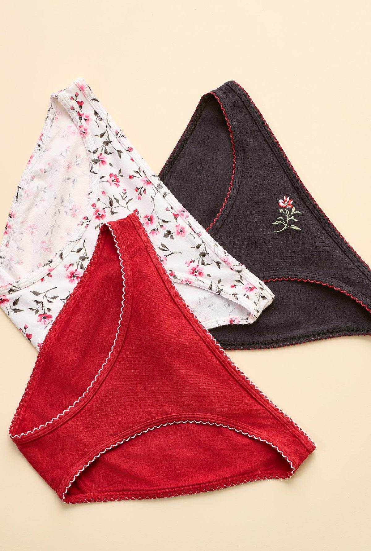 Mulberry Fleur Cotton 3-Pack Bikini front look