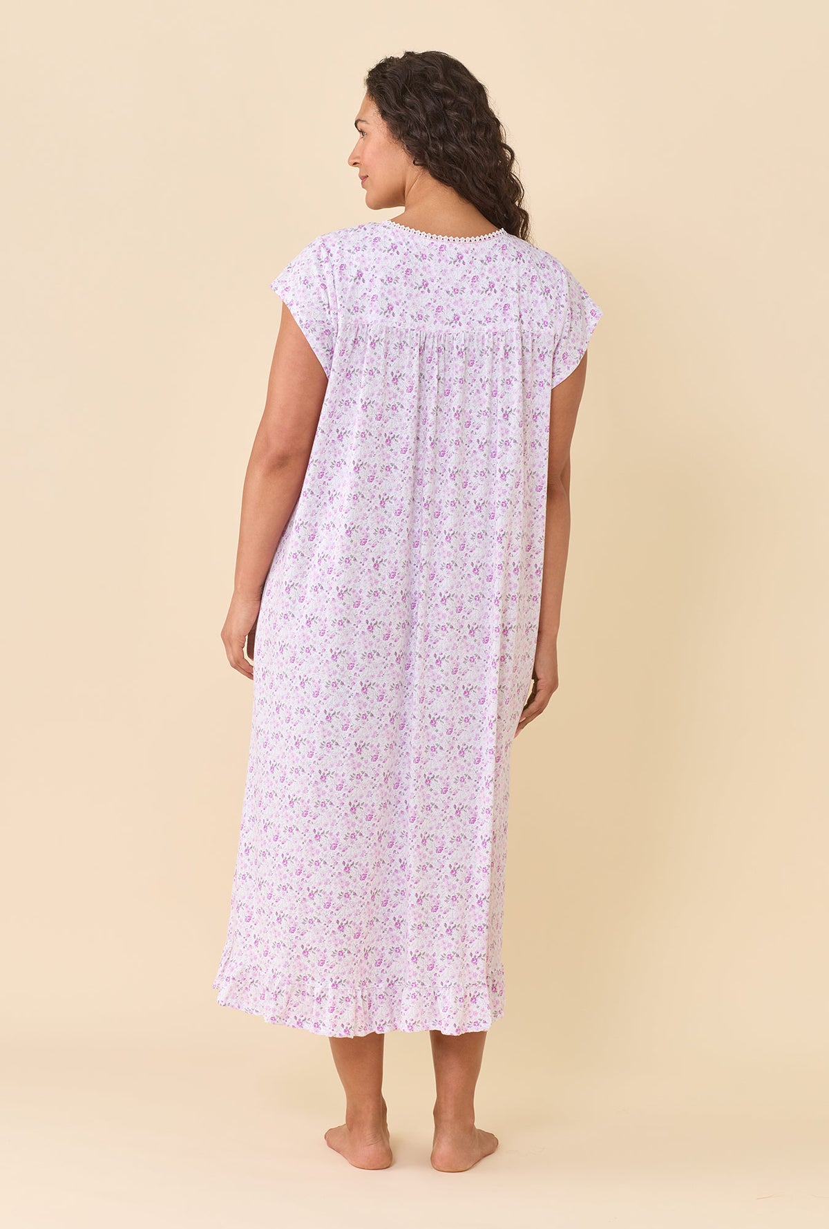 Cameo Ditsy 100% Cotton Jersey Knit Cap Sleeve Ballet Nightgown