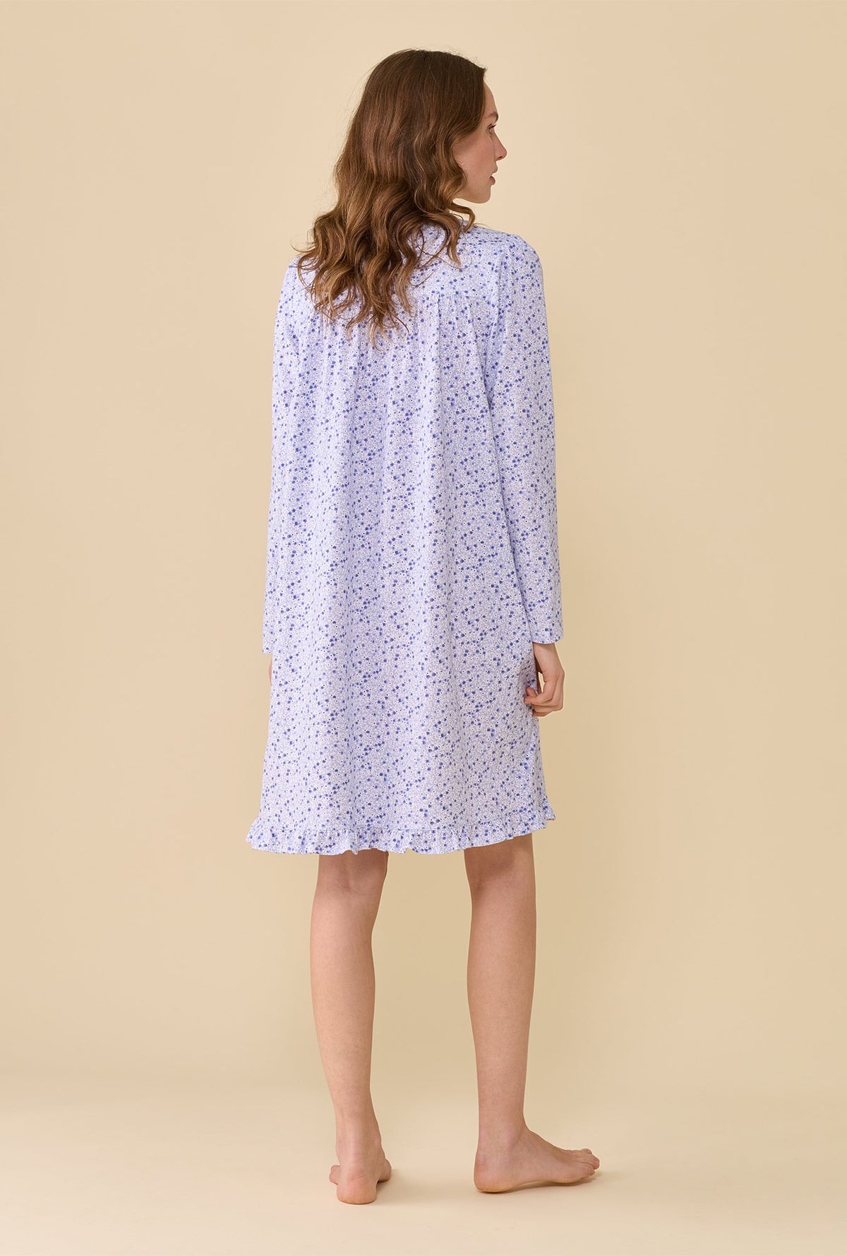Violet Haze 100% Cotton Jersey Knit Long Sleeve Chemise