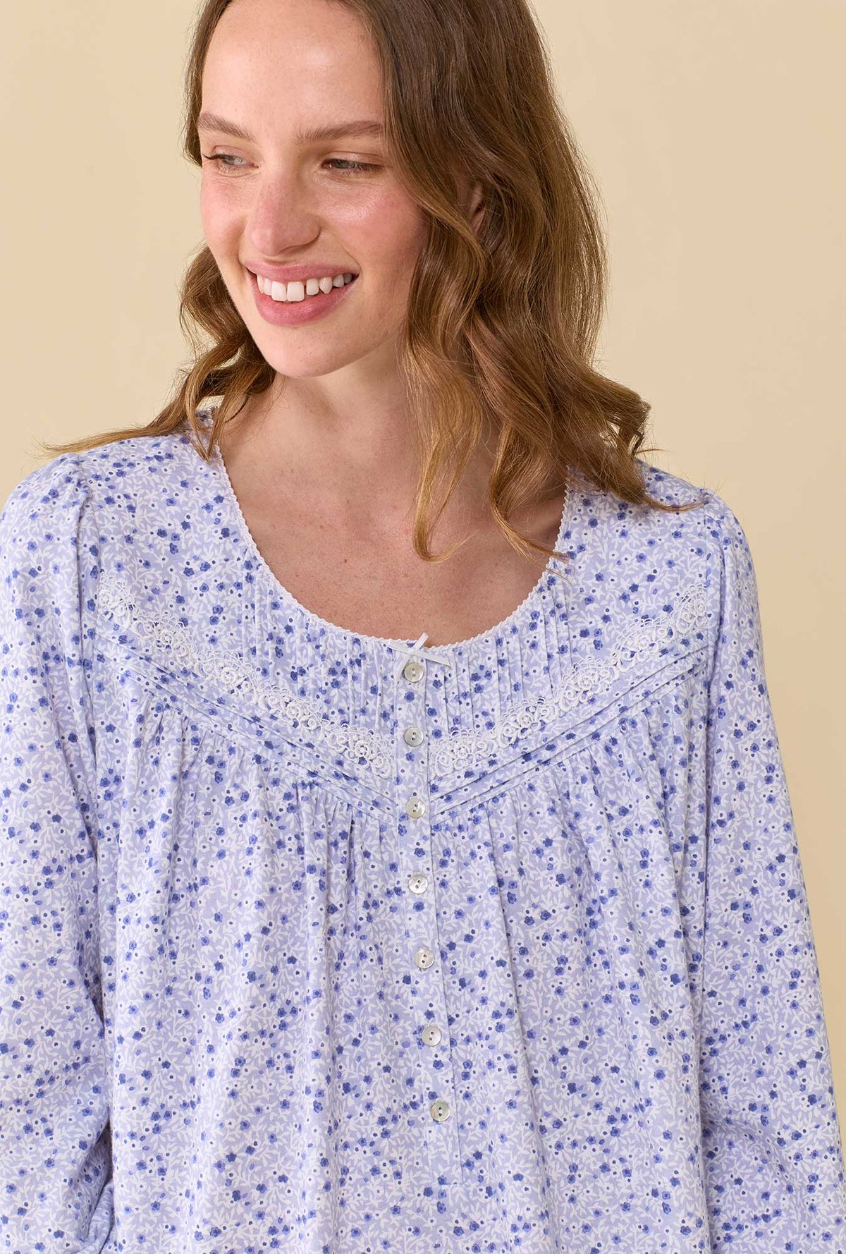 Violet Haze 100% Cotton Jersey Knit Long Sleeve Chemise
