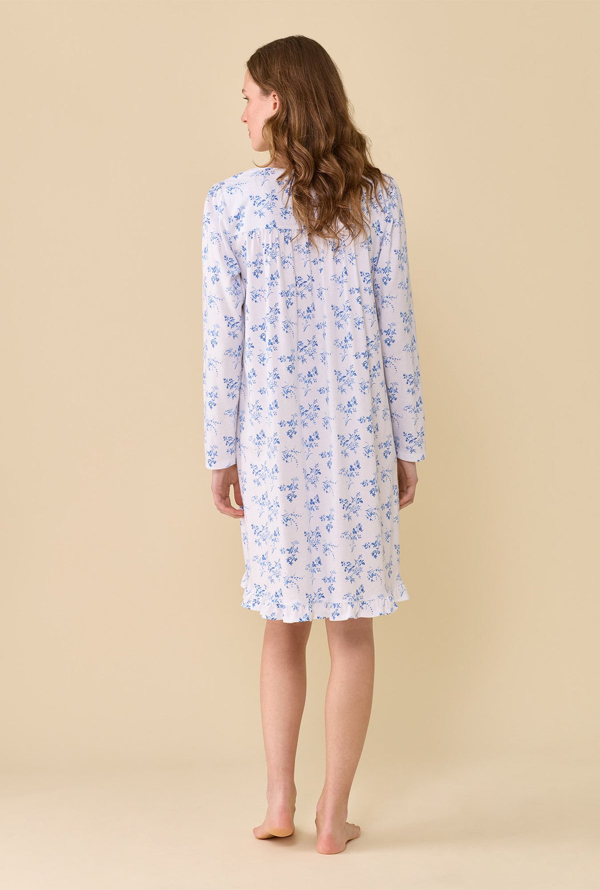 Wild Aster 100% Cotton Jersey Knit Long Sleeve Chemise