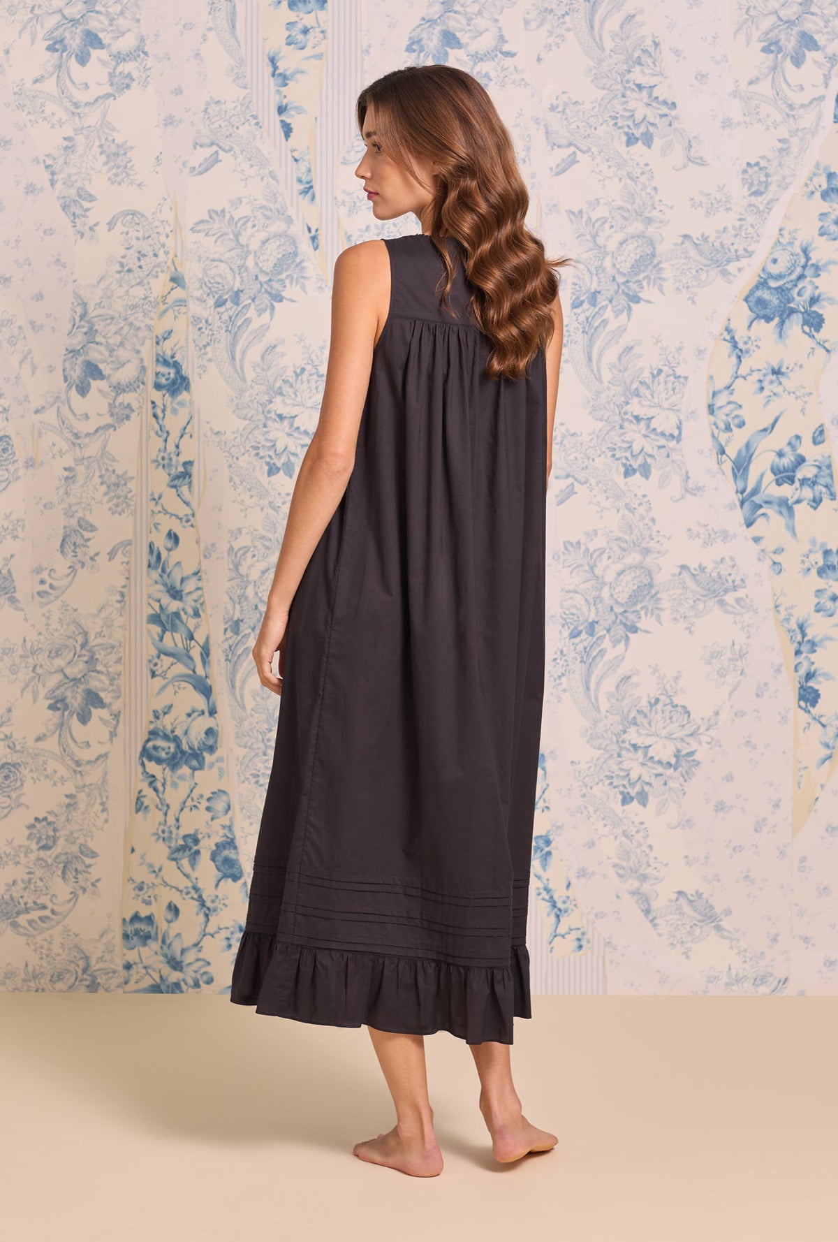 The "Eileen" Iconic Black Cotton Lawn Ballet Nightgown