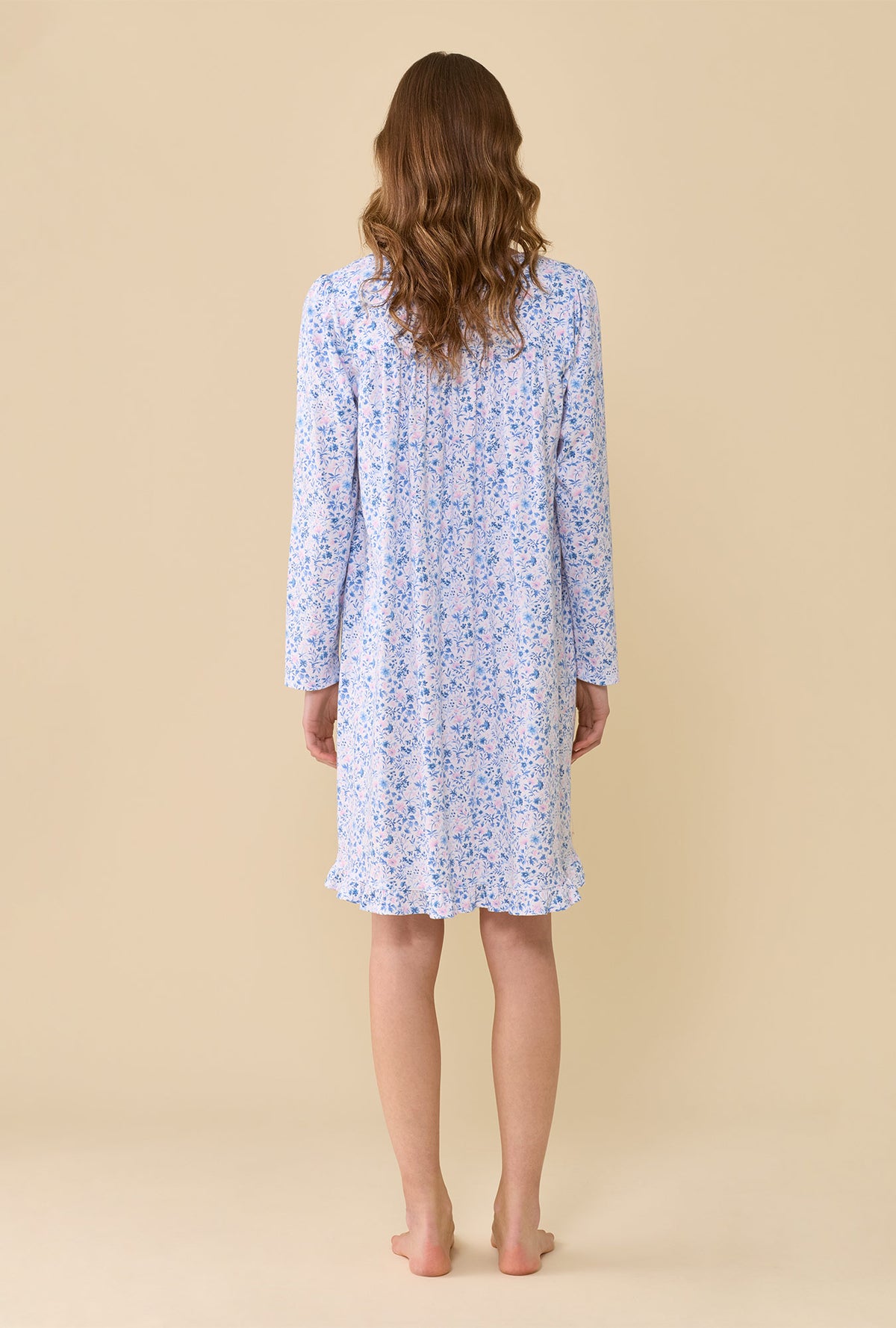 Rosette 100% Cotton Jersey Knit Long Sleeve Chemise