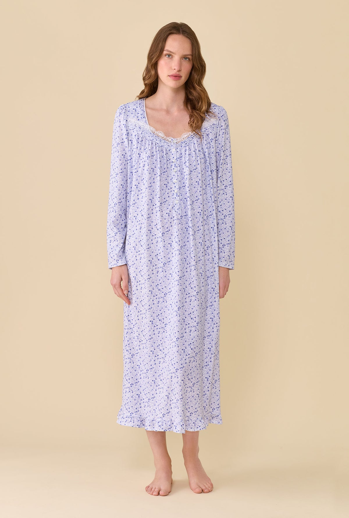 Violet Haze 100% Cotton Jersey Knit Long Sleeve Ballet Nightgown