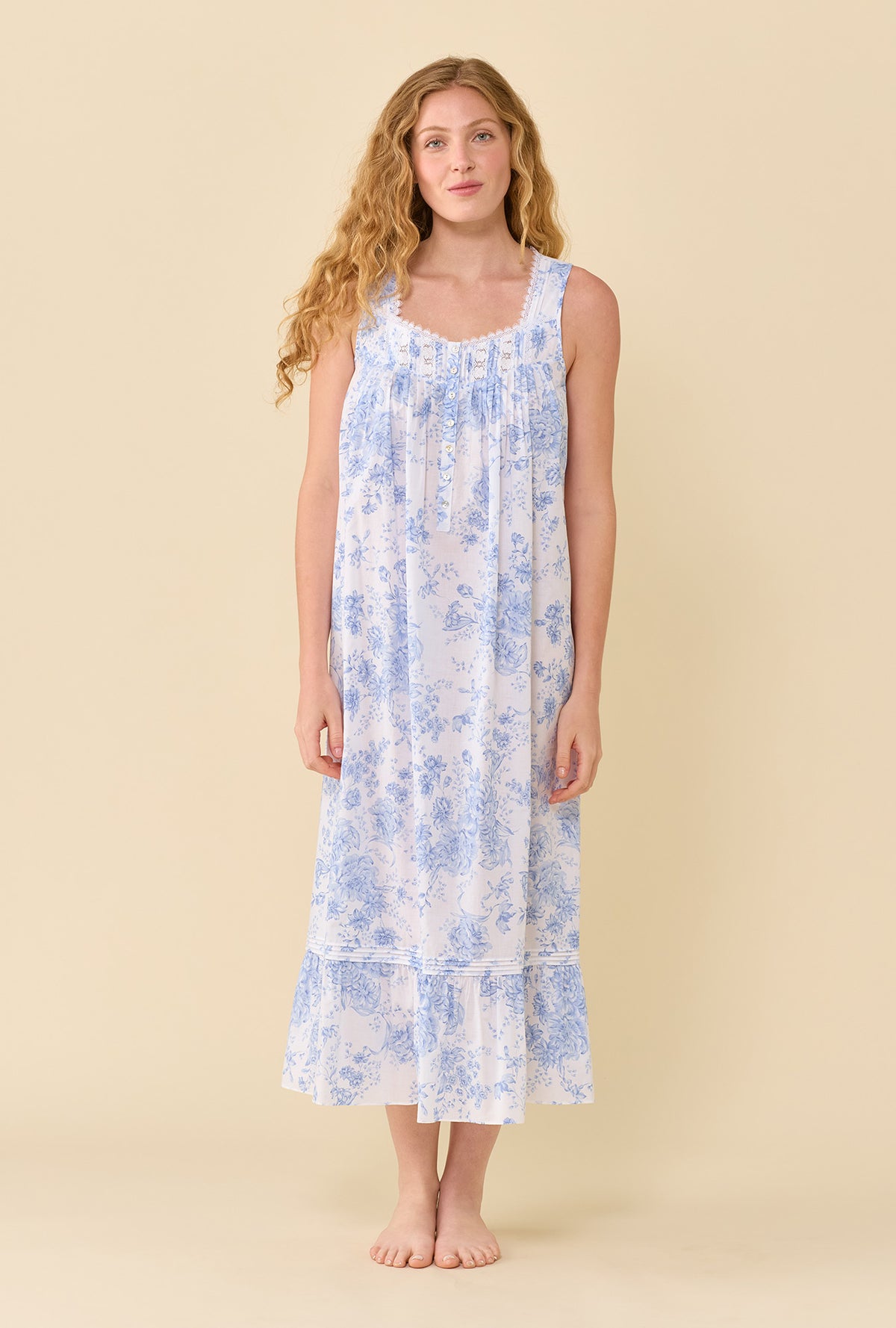 Eileen Heirloom Floral 100% Cotton Woven Lawn Ballet Nightgown