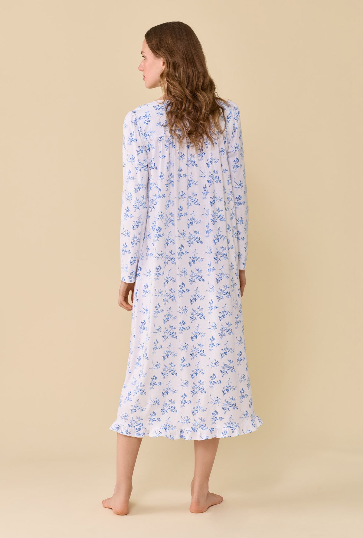 Wild Aster 100% Cotton Jersey Knit Long Sleeve Ballet Nightgown