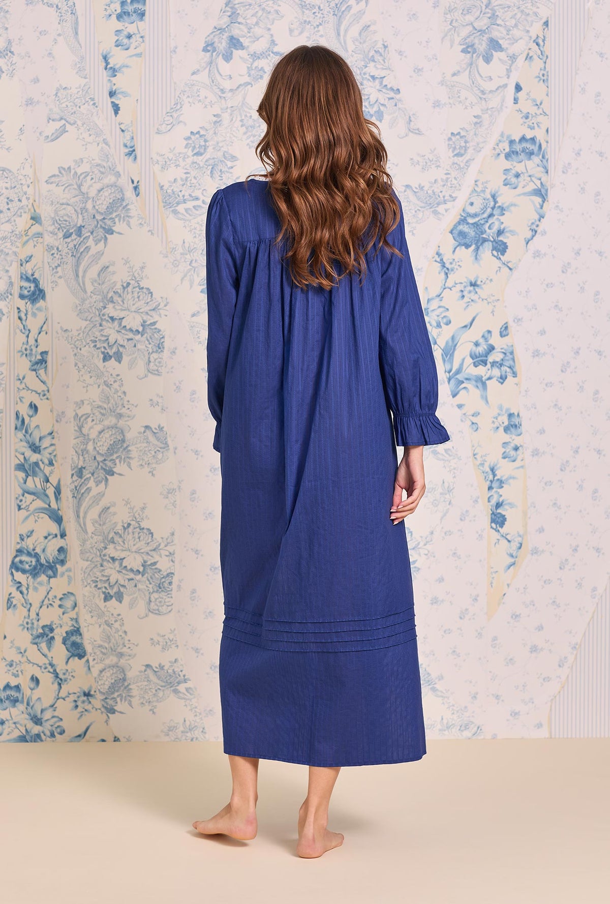 Cotton Dobby Stripe Button Front Robe