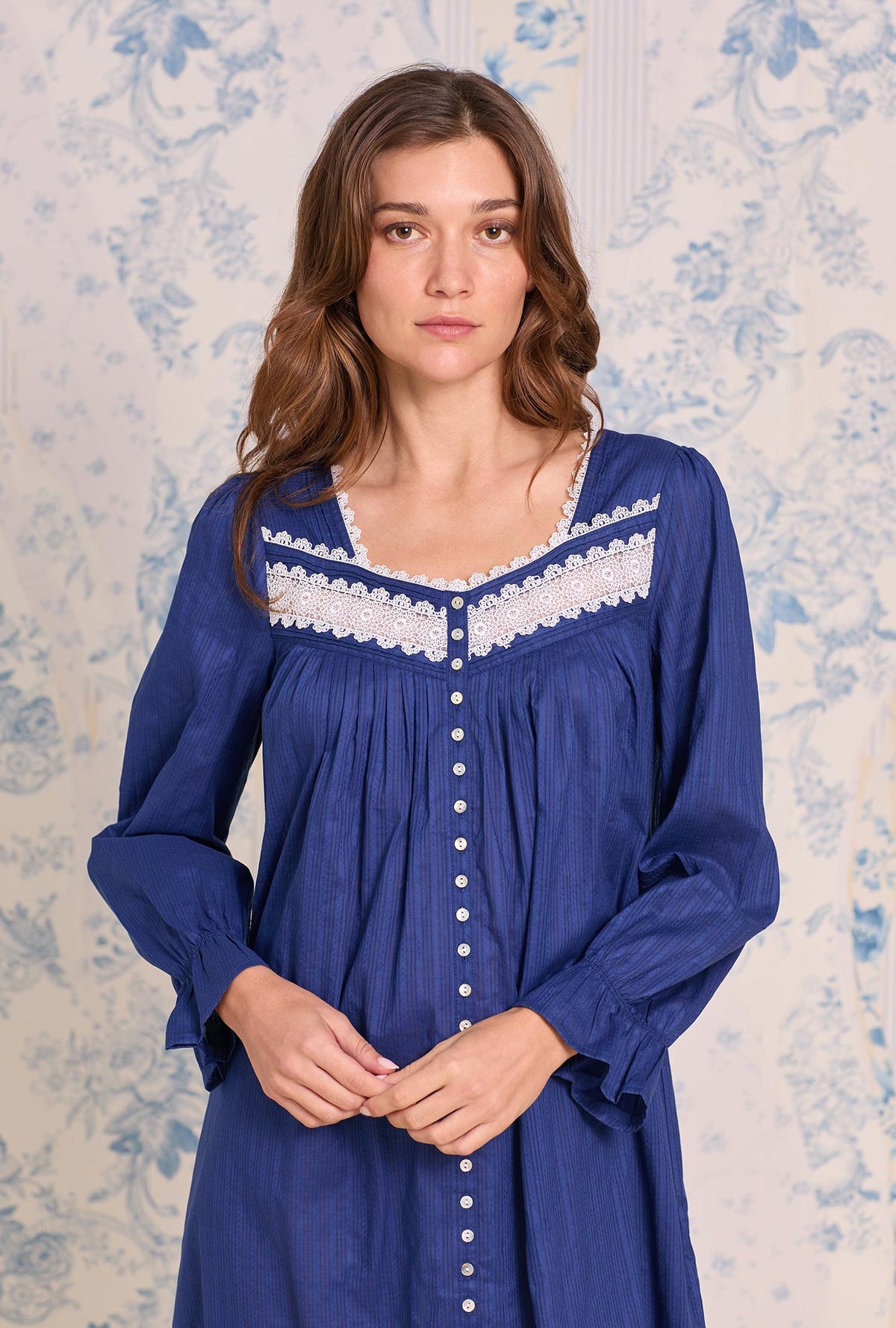 Cotton Dobby Stripe Button Front Robe