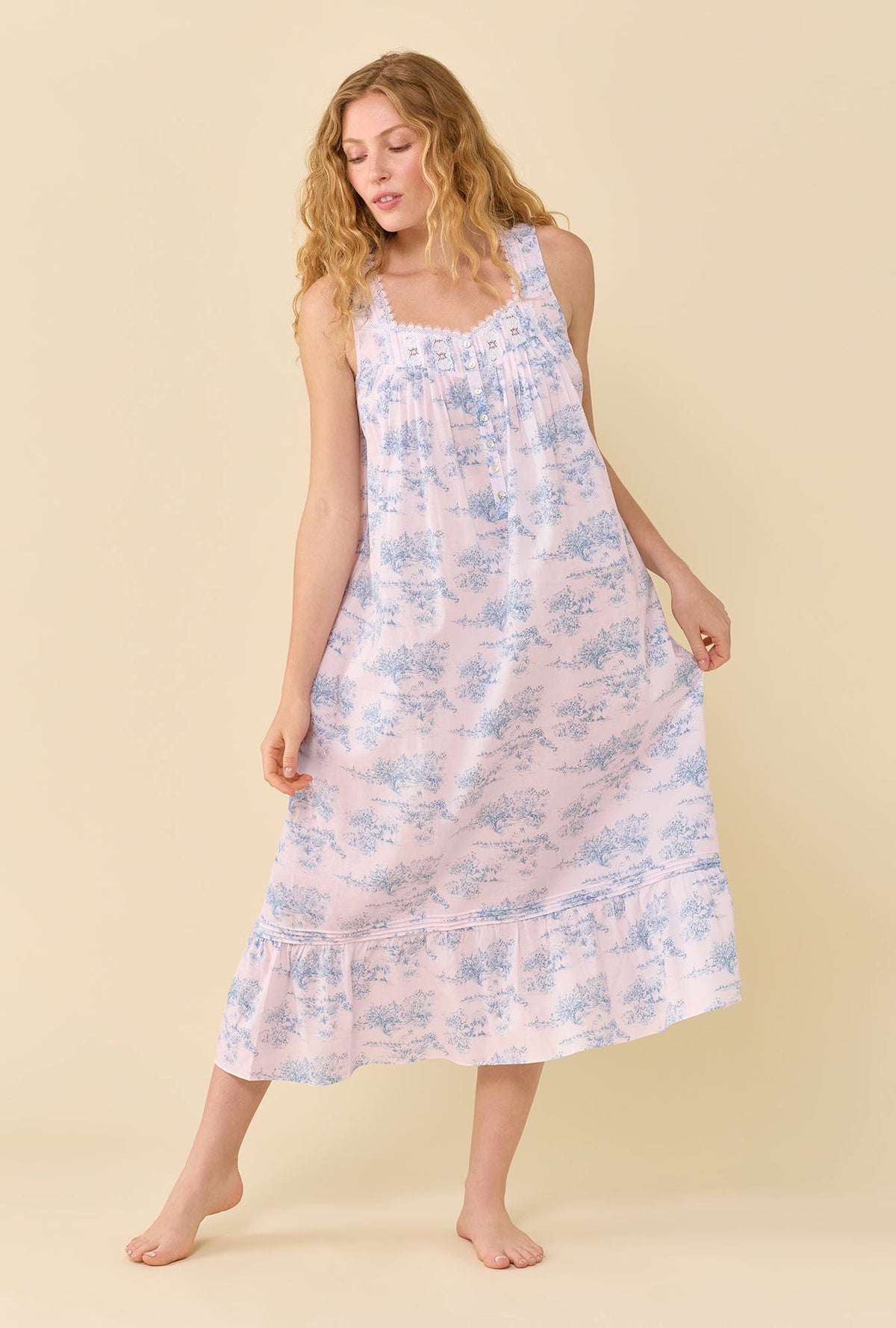 Eileen Rose Toile 100% Cotton Woven Lawn Ballet Nightgown