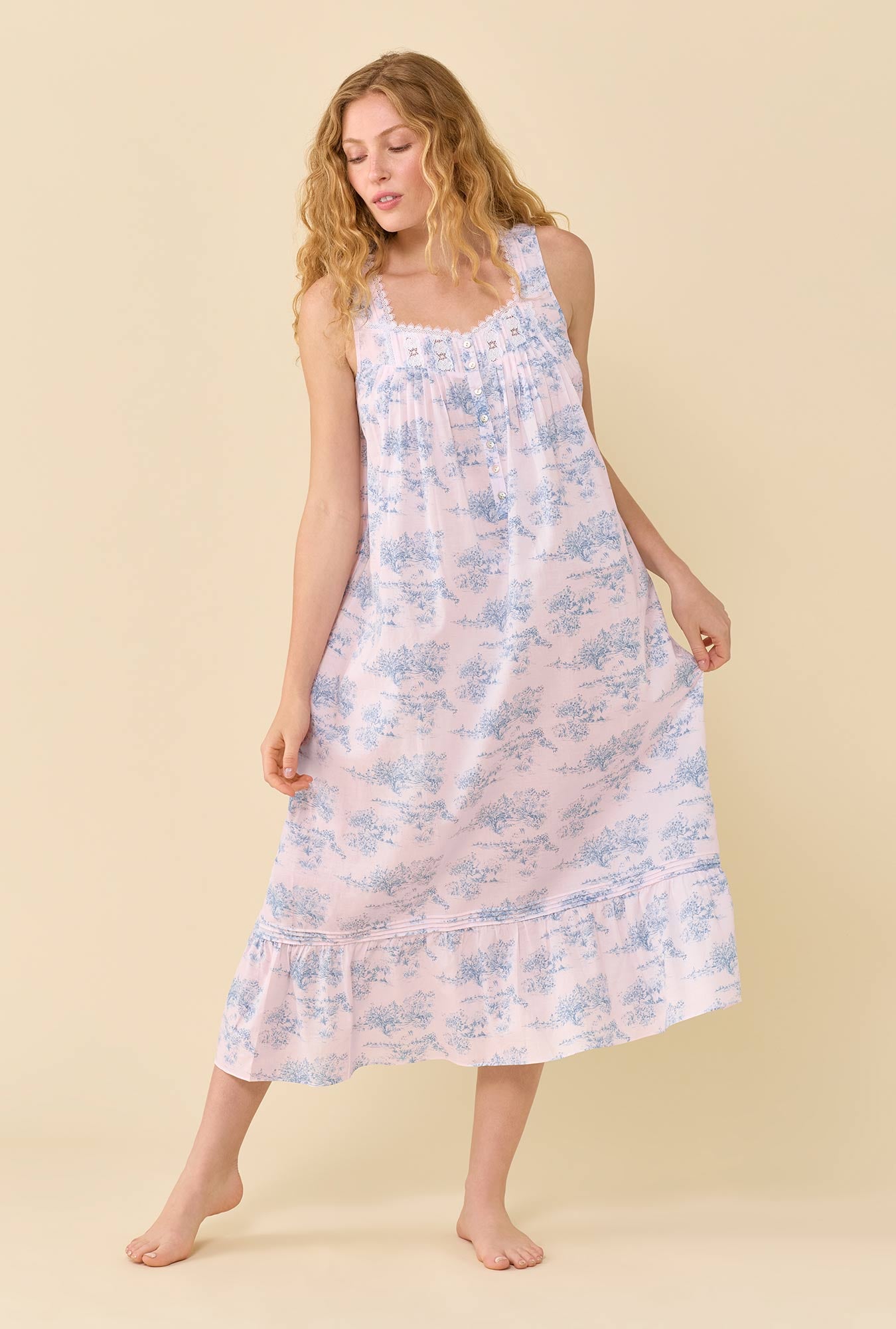Eileen Rose Toile 100% Cotton Woven Lawn Ballet Nightgown