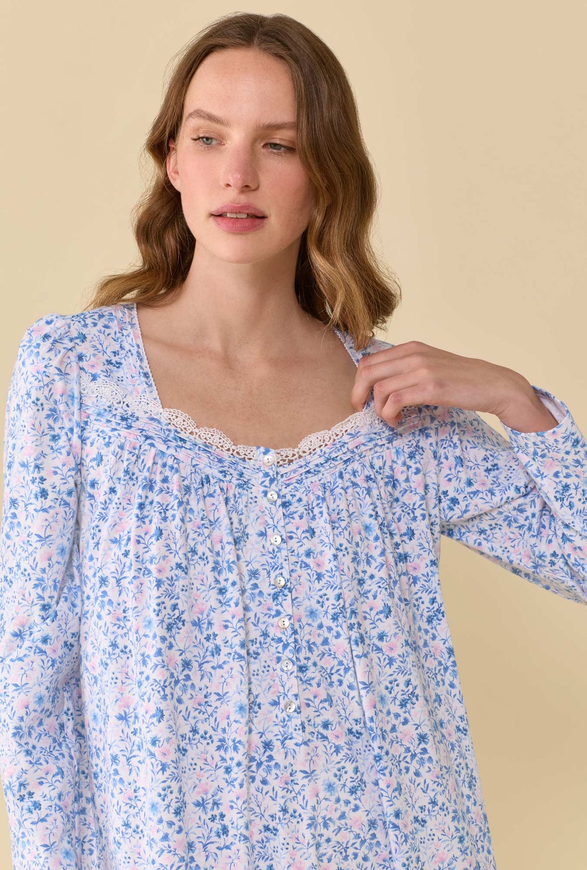 Rosette 100% Cotton Jersey Knit Long Sleeve Ballet Nightgown