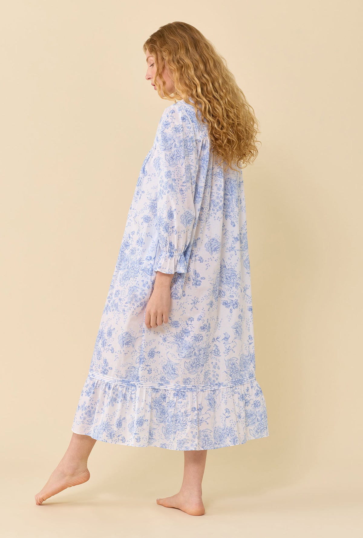 Carolyn Heirloom Floral 100% Cotton Woven Lawn Long Sleeve Ballet Nightgown