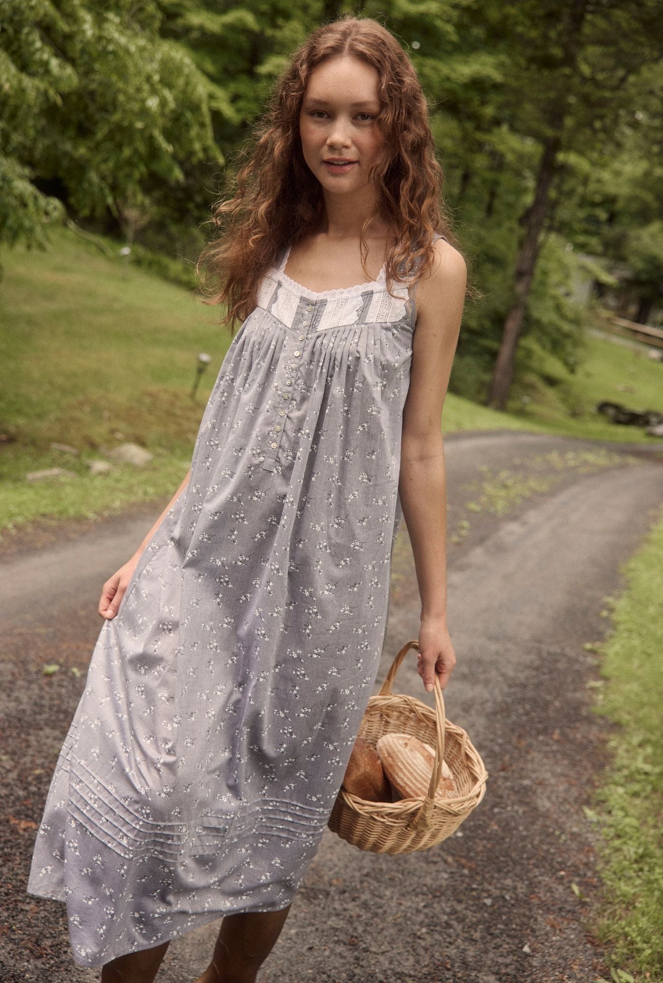 The "Eileen" Pale Meadow Cotton Yarndye Chambray Ballet Nightgown