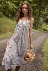 The "Eileen" Pale Meadow Cotton Yarndye Chambray Ballet Nightgown