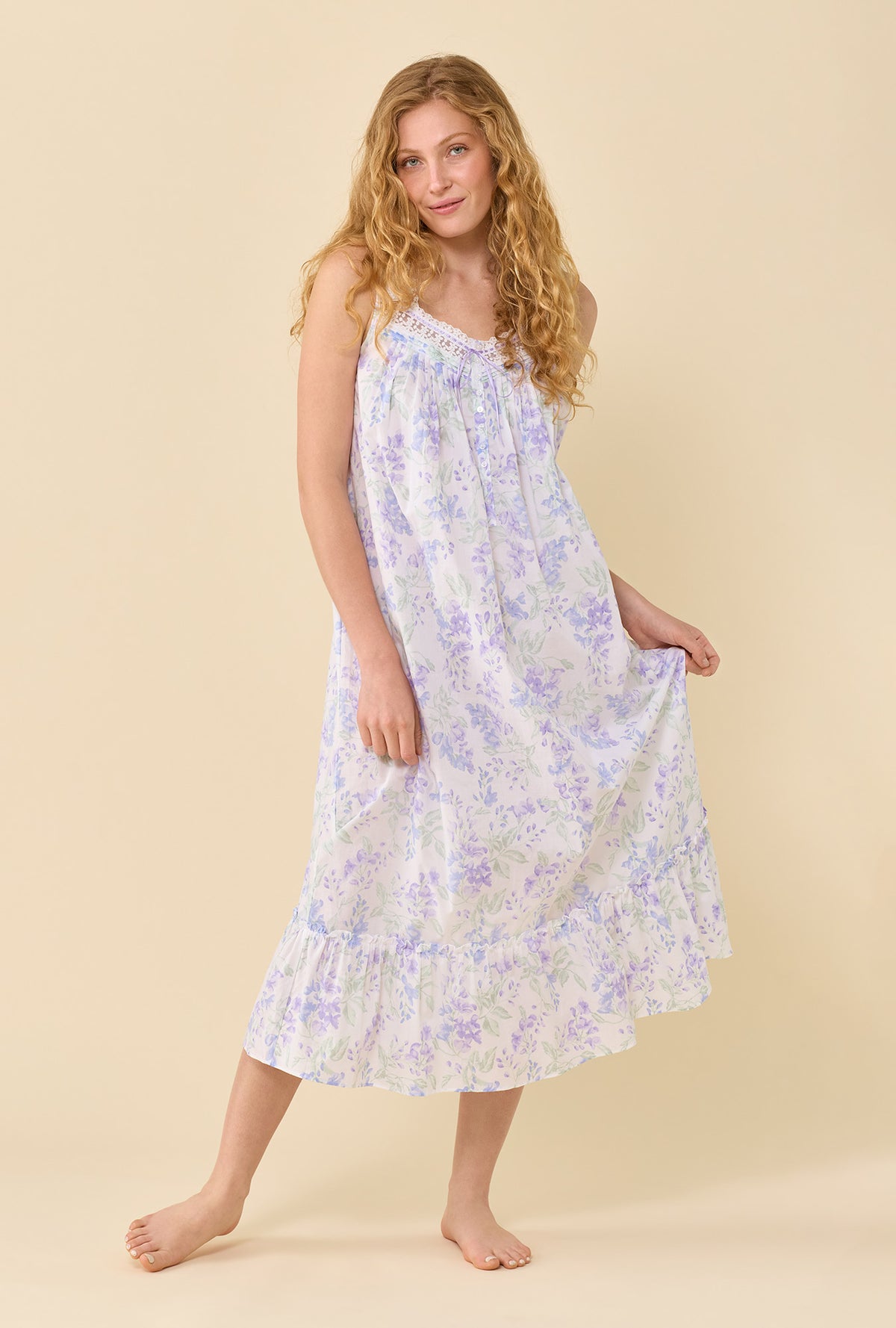 A Lady Wearing The Eileen Blooming Arbor Nightgown