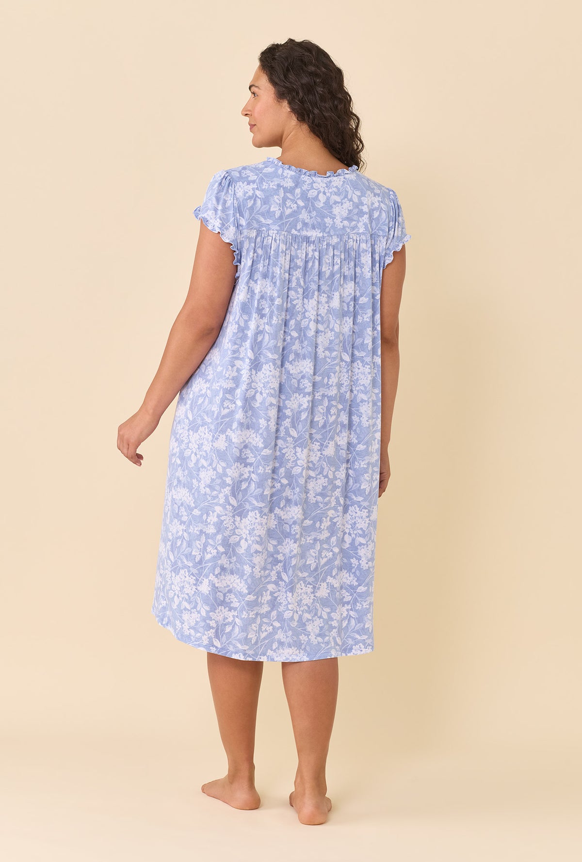 Ondine Floral TENCEL™ Modal Spandex Jersey Knit Cap Sleeve Waltz Nightgown