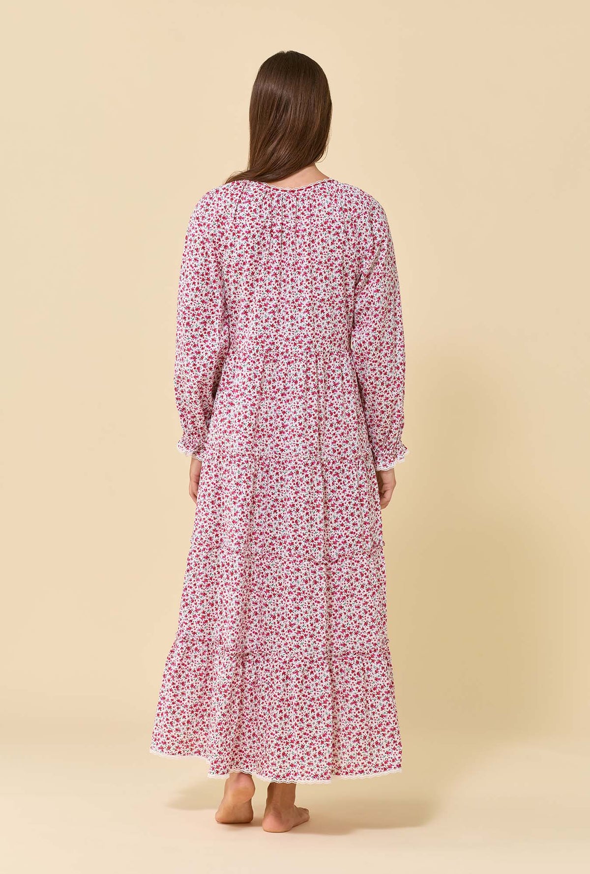Aveline Holly Ditsy 100% Cotton Woven Lawn Long Sleeve Ballet Nightgown