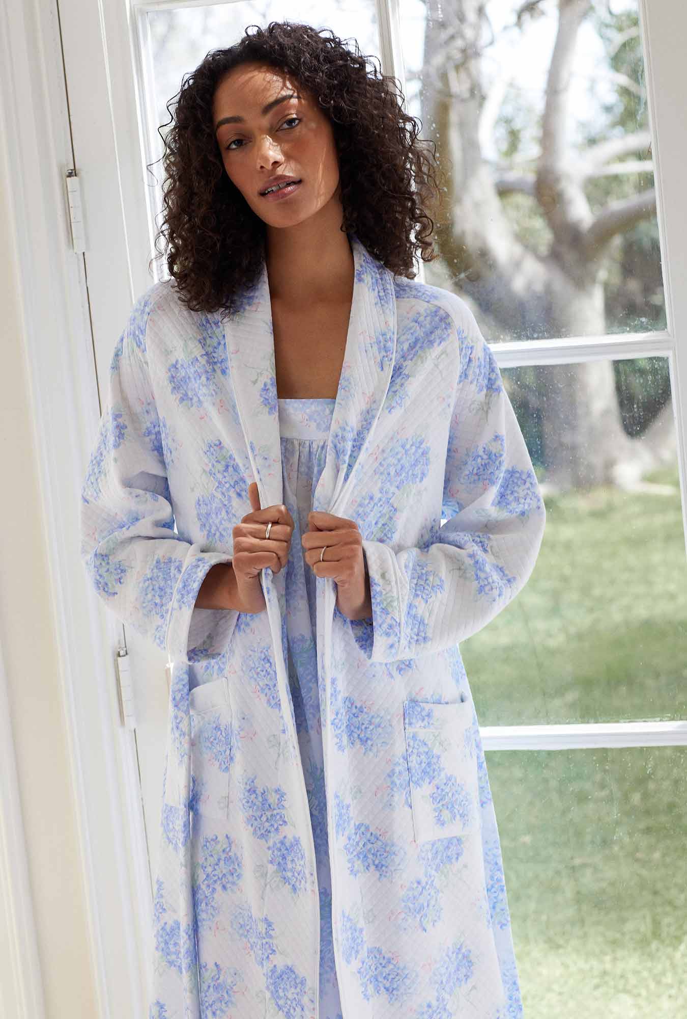Blue Diamond Design Batik Night Gown - 100% Cotton – thekaftanshop.com