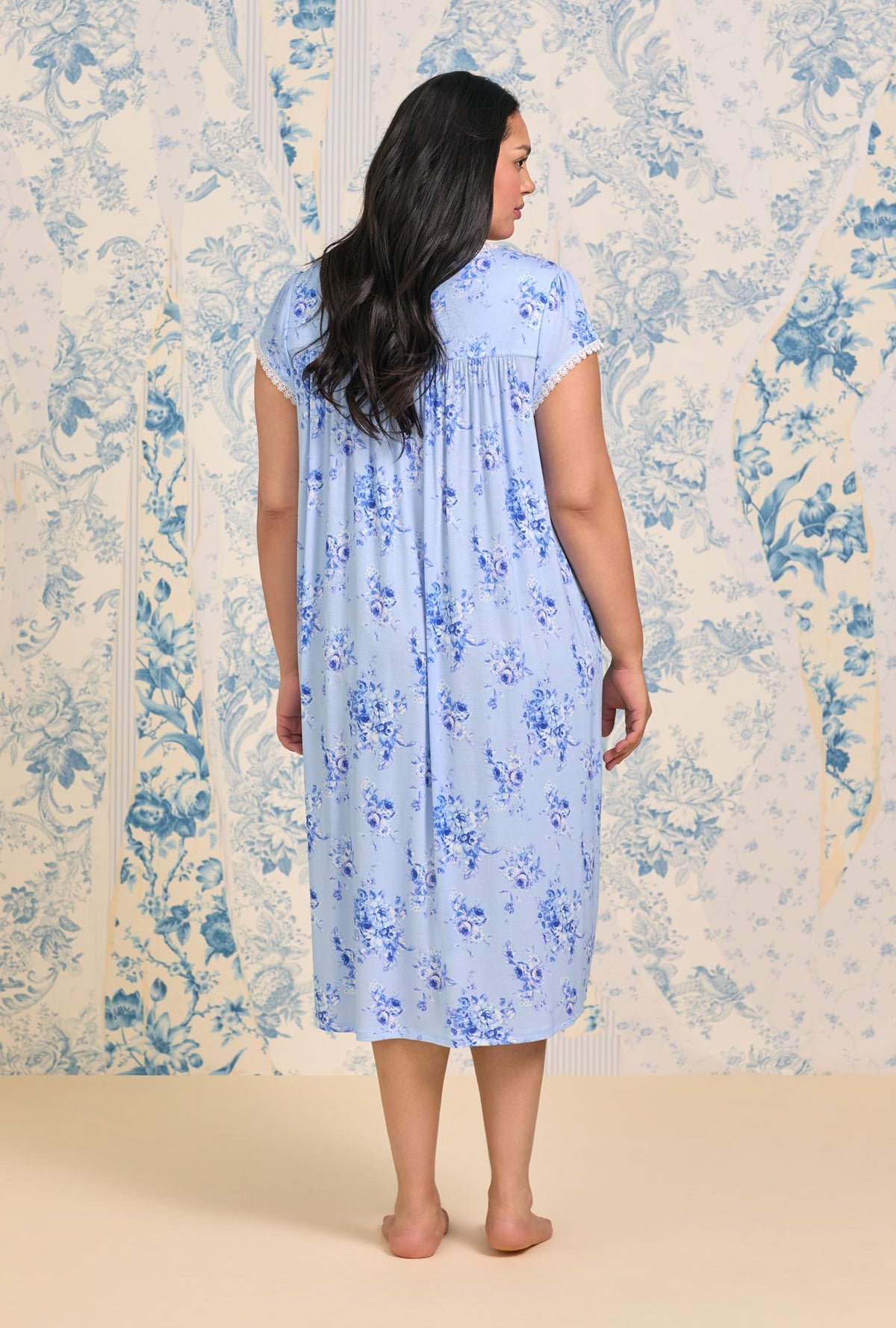 A lady wearing Heirloom Rose Tencel™ Modal Waltz Nightgown