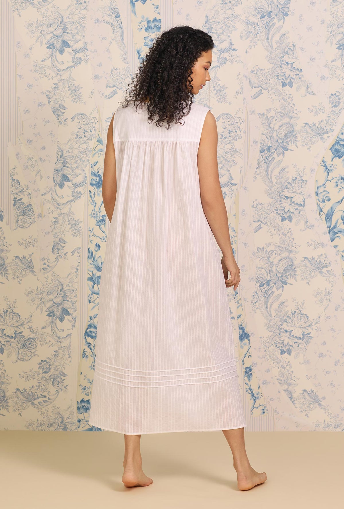 The &quot;Eileen&quot; Dobby Stripe White Gown