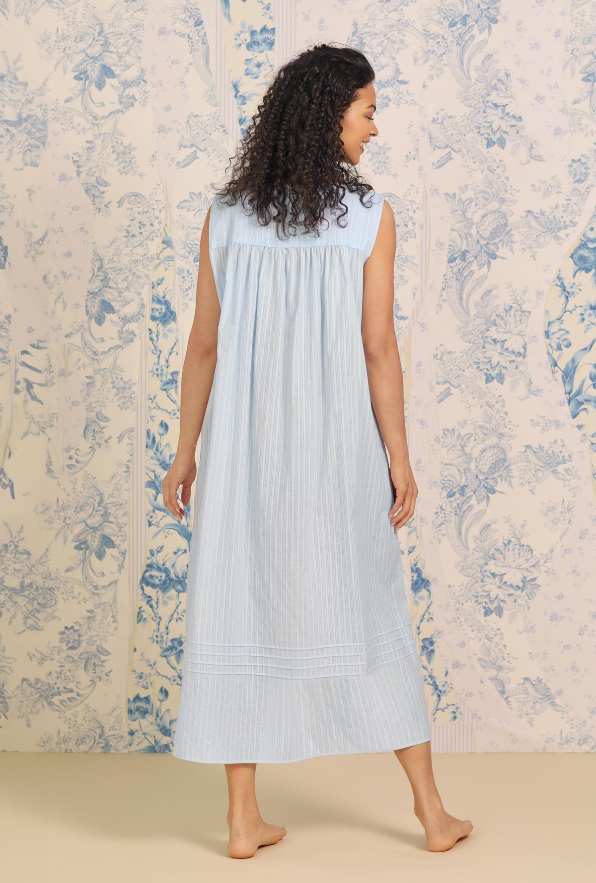 The &quot;Eileen&quot; Dobby Stripe Blue Gown