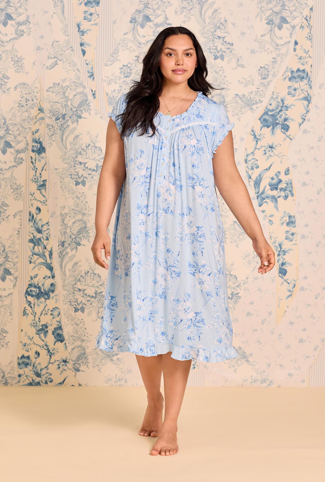 A lady wearing Blue Haven Tencel™ Modal Waltz Nightgown