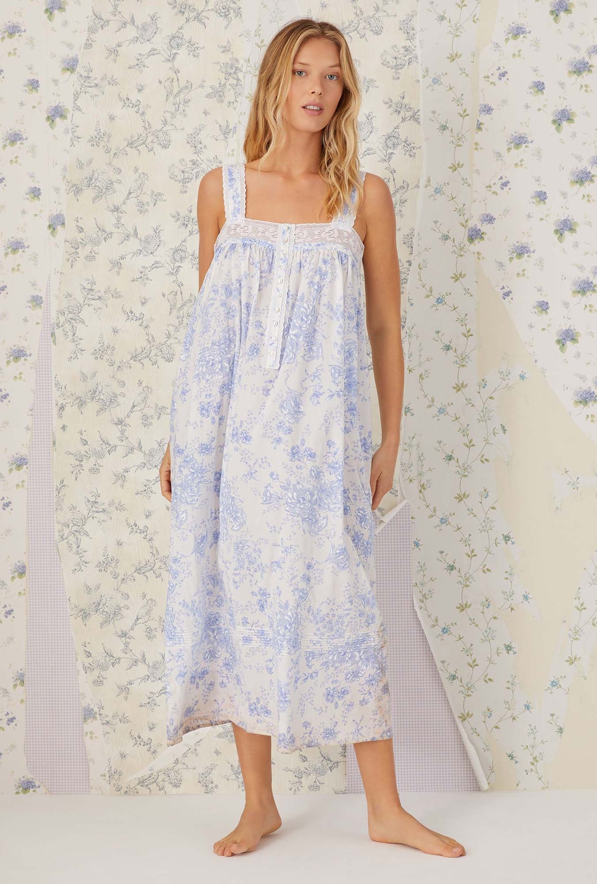 Blue China Cotton &quot;Julia&quot; Nightgown