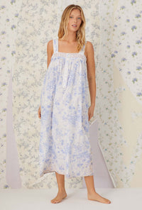 Blue China Cotton "Julia" Nightgown