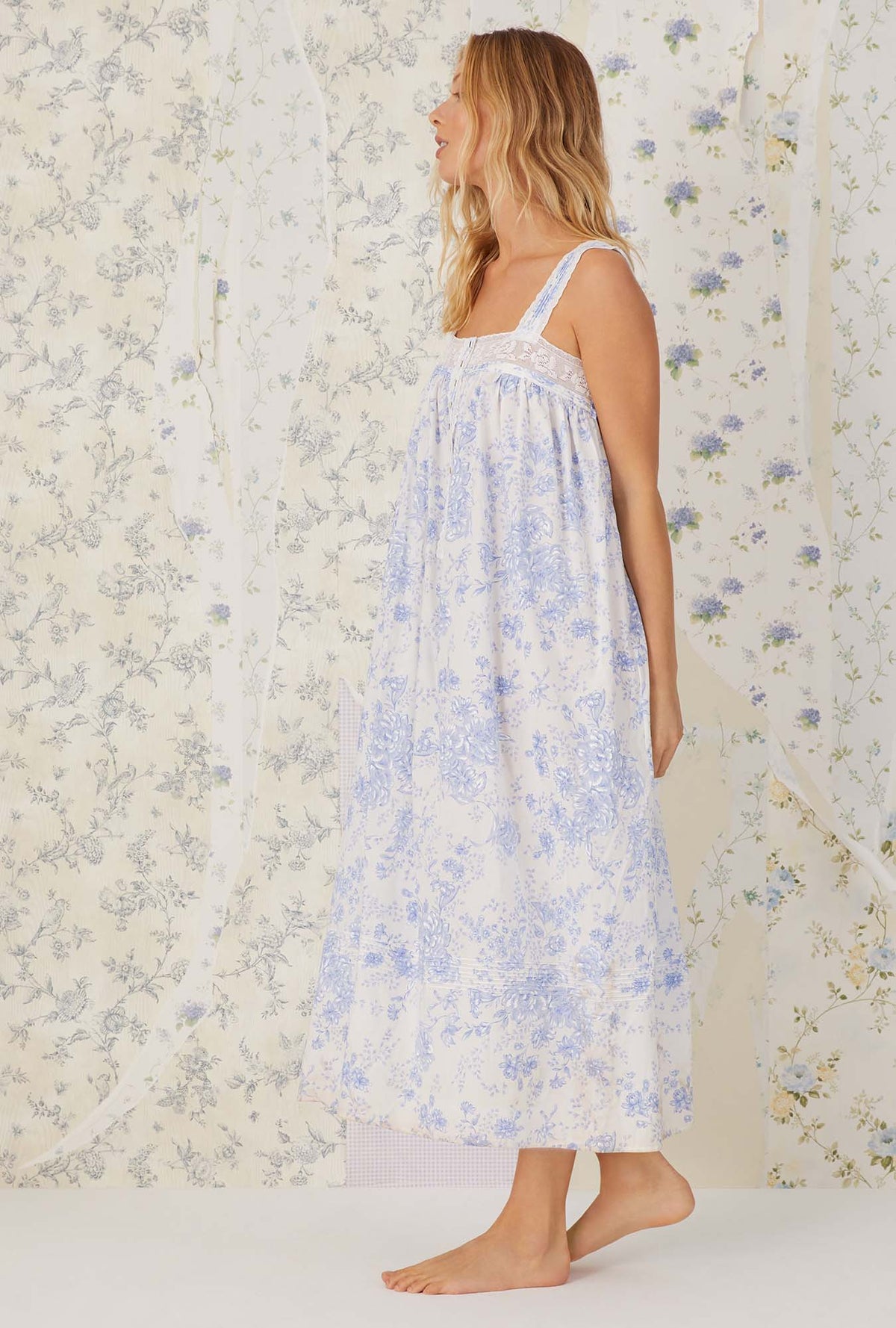 Blue China Cotton &quot;Julia&quot; Nightgown