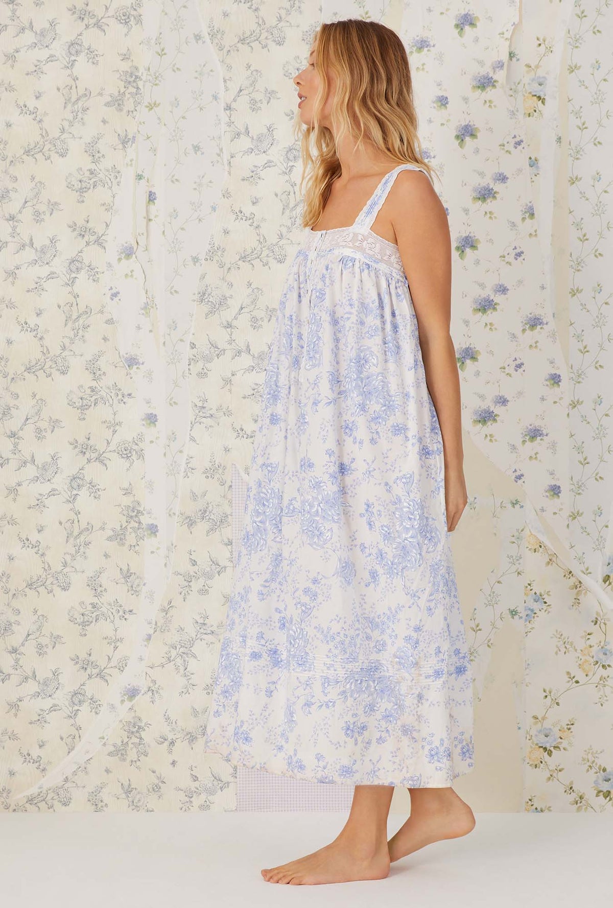 Blue China Cotton &quot;Julia&quot; Nightgown