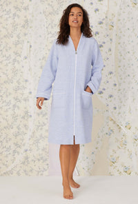 Heaven Blue Heather Diamond Quilted Zip Robe
