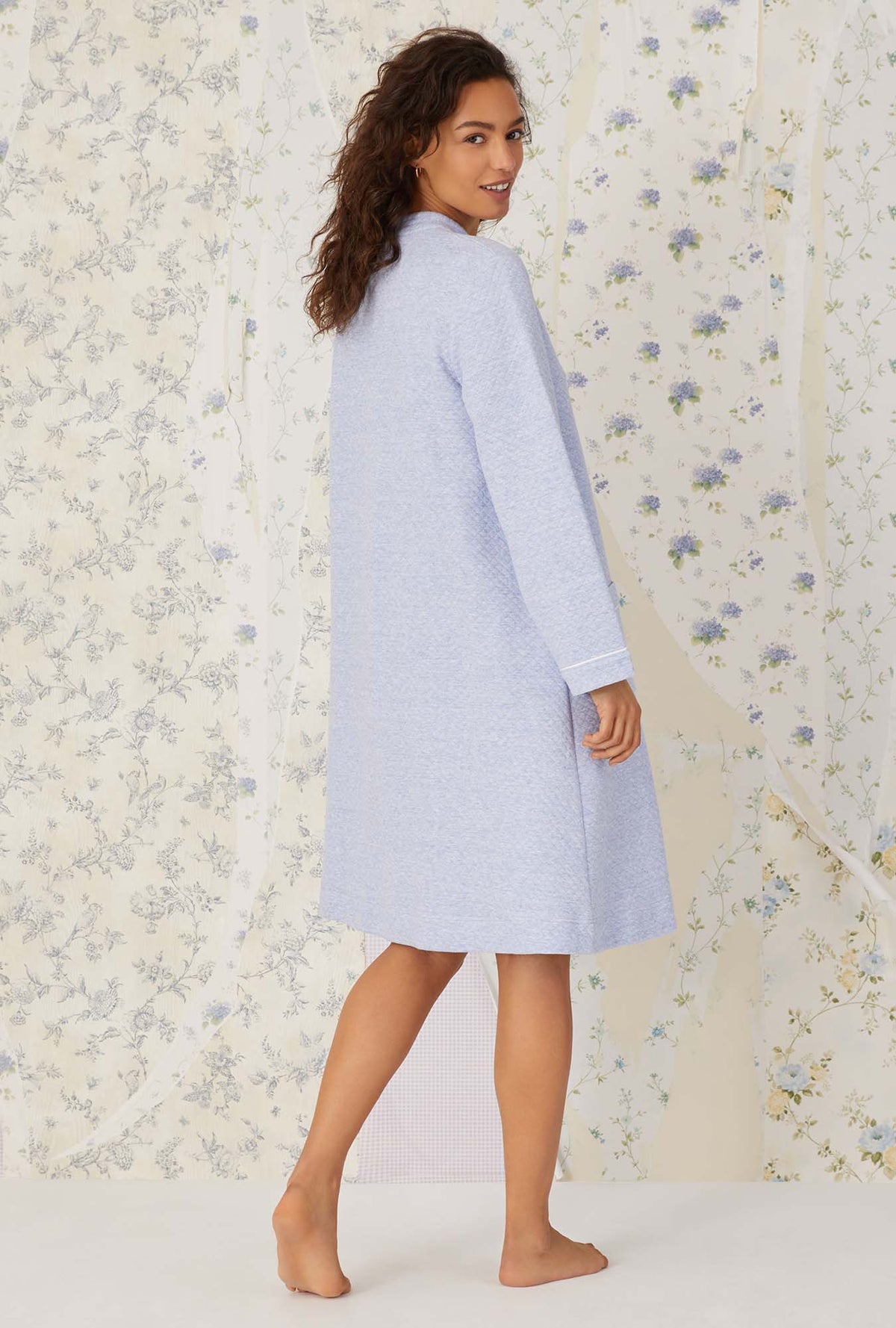 Heaven Blue Heather Diamond Quilted Zip Robe