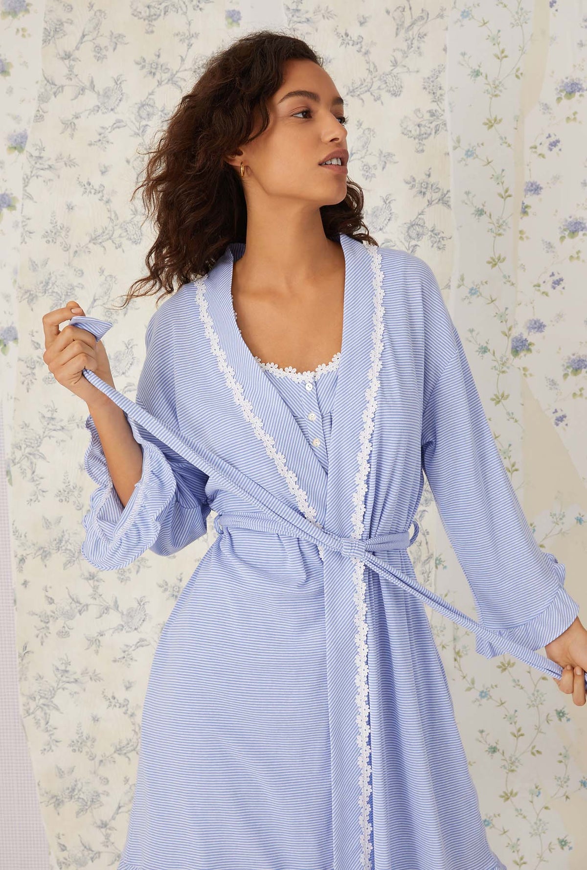 Fresh Ocean Stripe Knit Robe