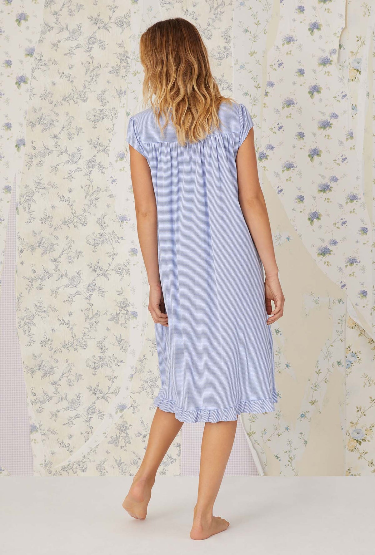 Fresh Ocean Stripe Knit Waltz Nightgown