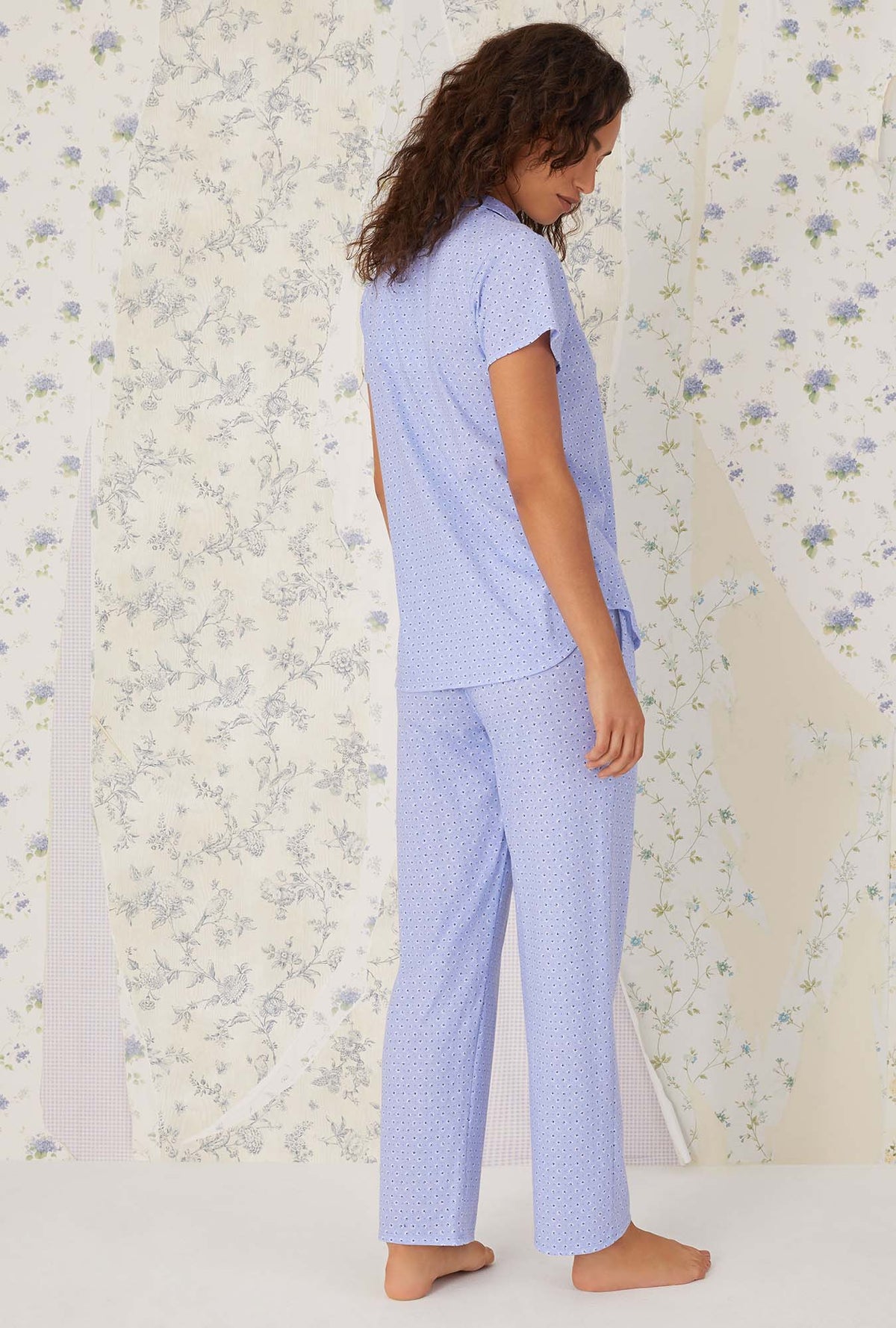 Peri Daisy Cotton Knit Notch Pajama