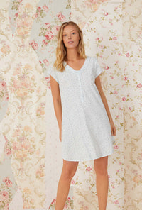 Mint Rosebud Cotton Knit Nightshirt