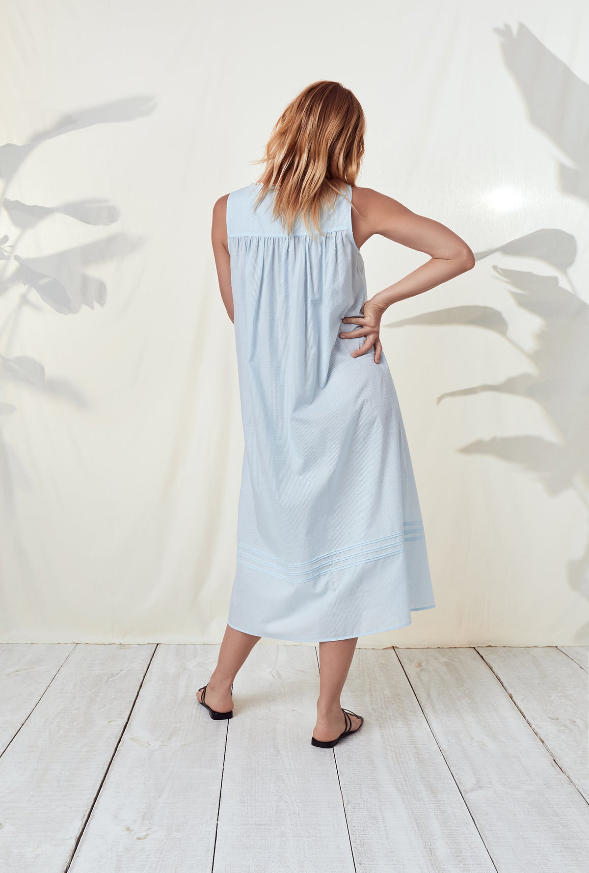Iced Aqua Sheer Stripe Dot Ballet Nightgown
