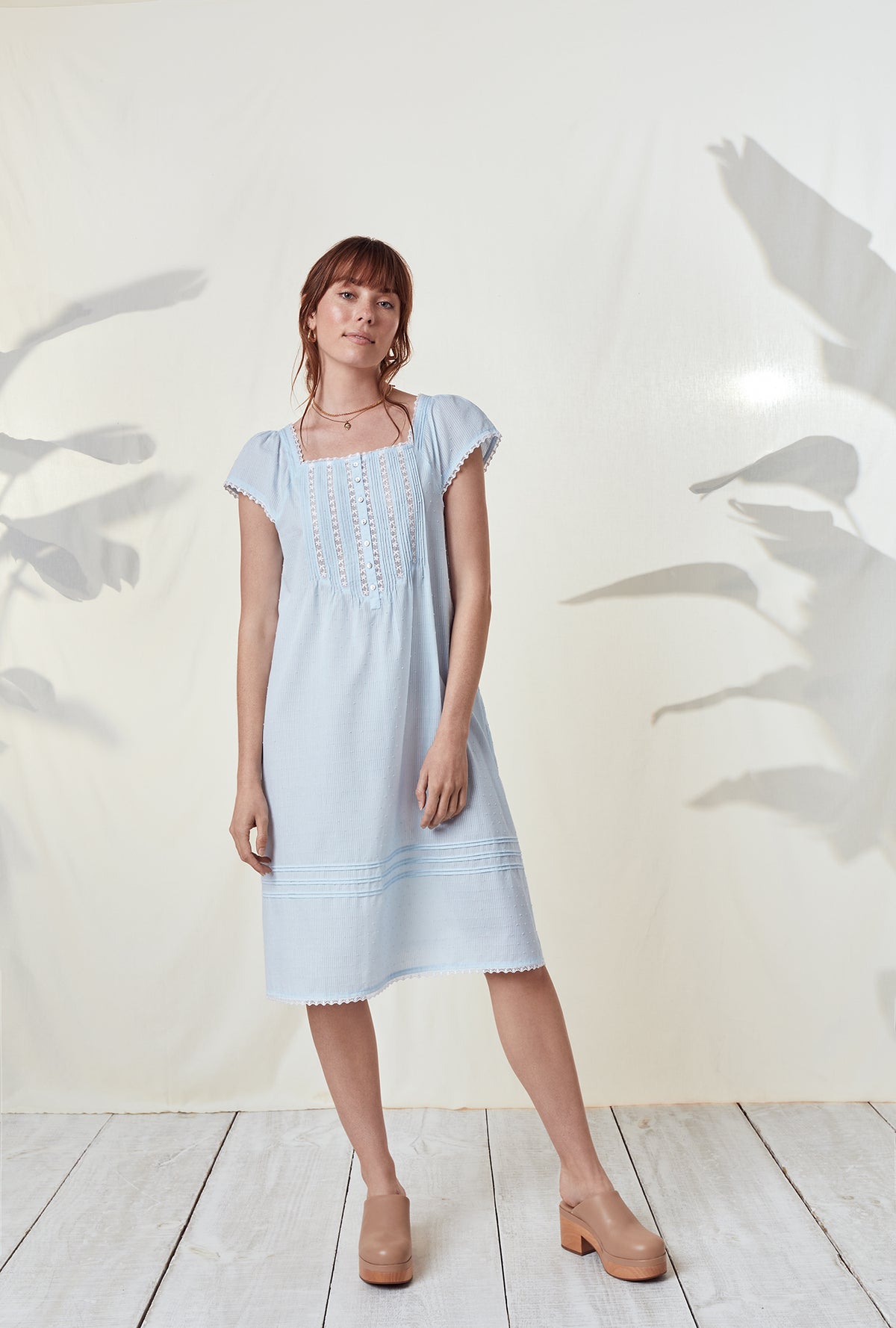 The &quot;Halle&quot; Iced Aqua Sheer Stripe Nightgown
