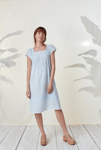The "Halle" Iced Aqua Sheer Stripe Nightgown