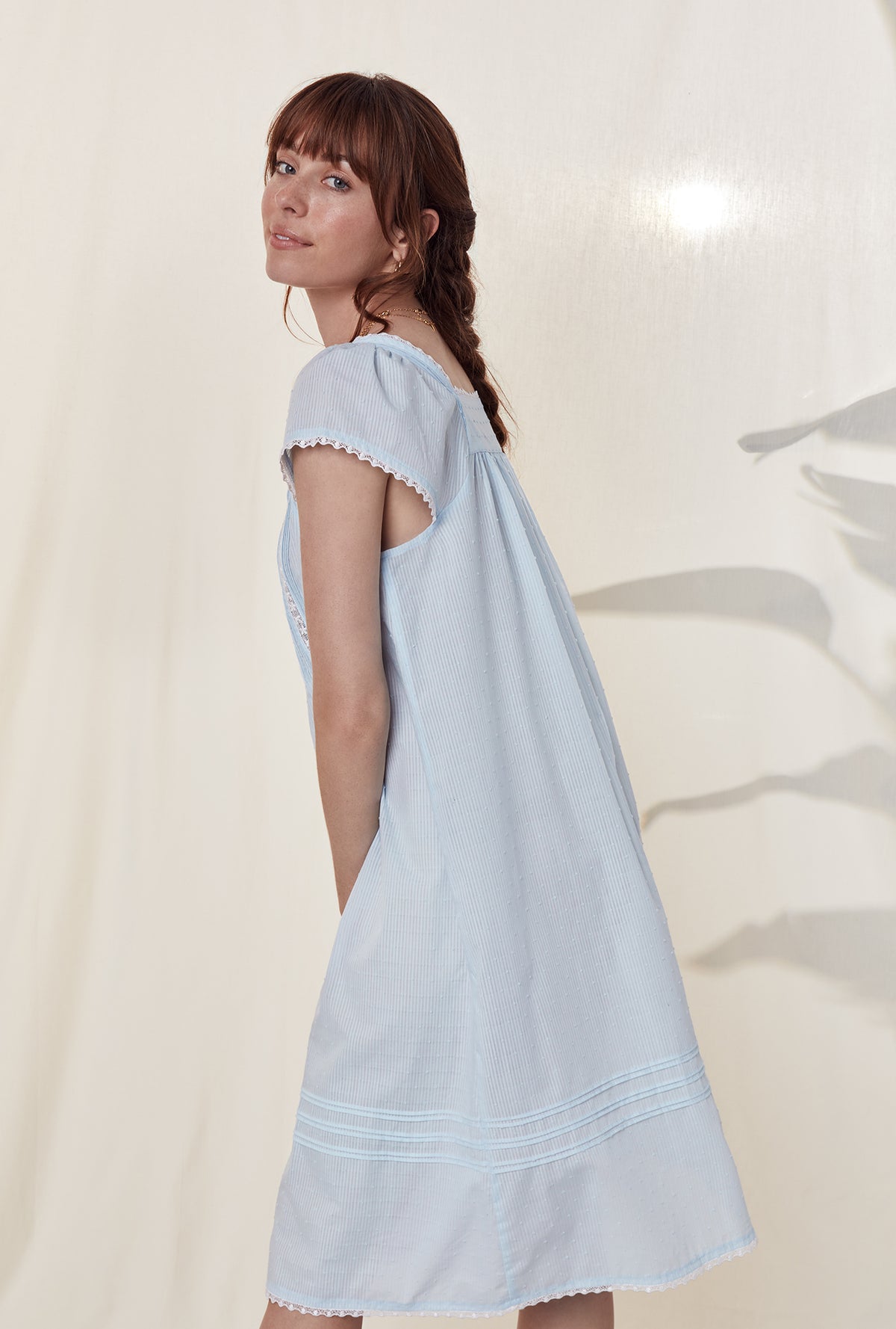The &quot;Halle&quot; Iced Aqua Sheer Stripe Nightgown