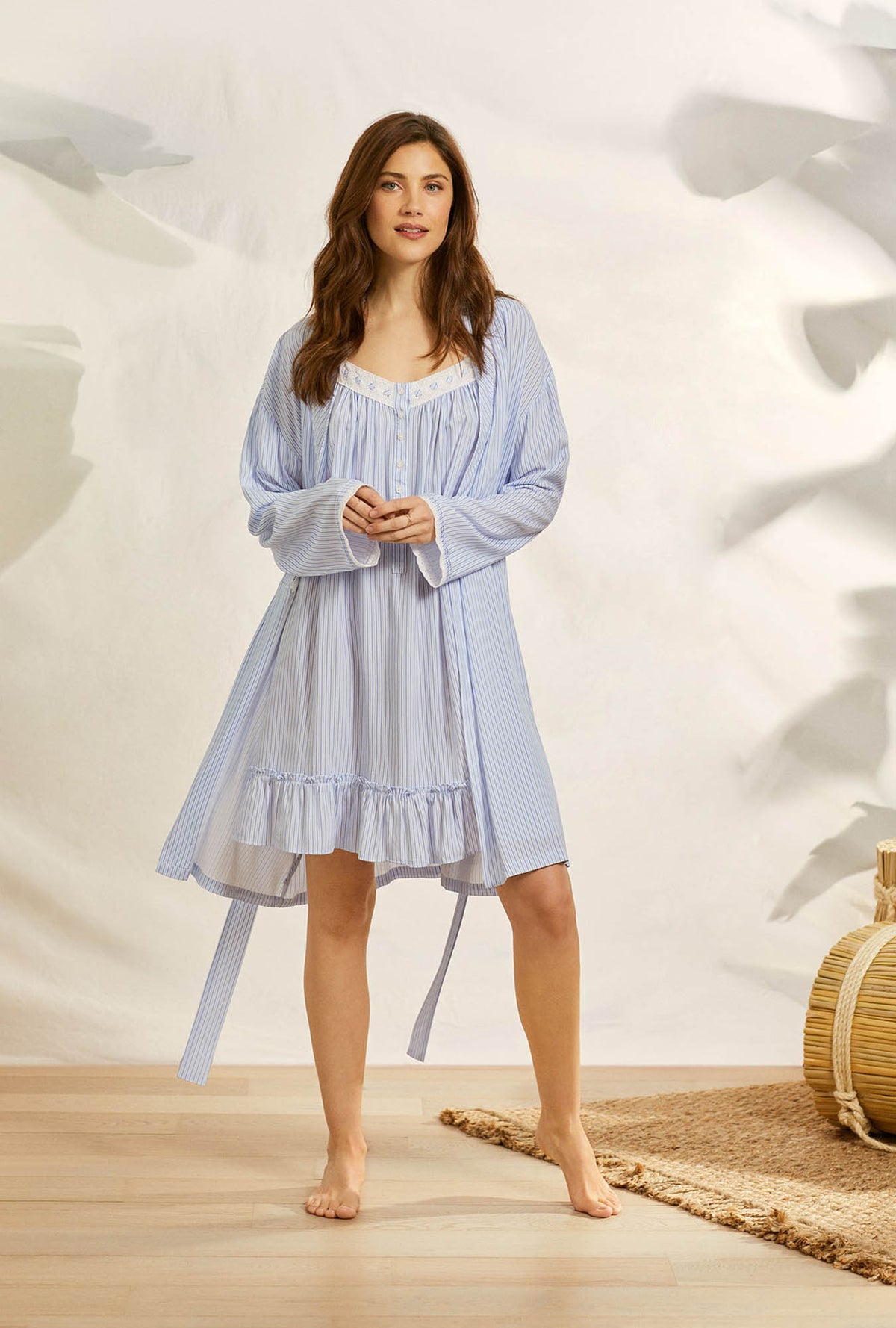Seaside Dream Stripe Short Wrap Robe