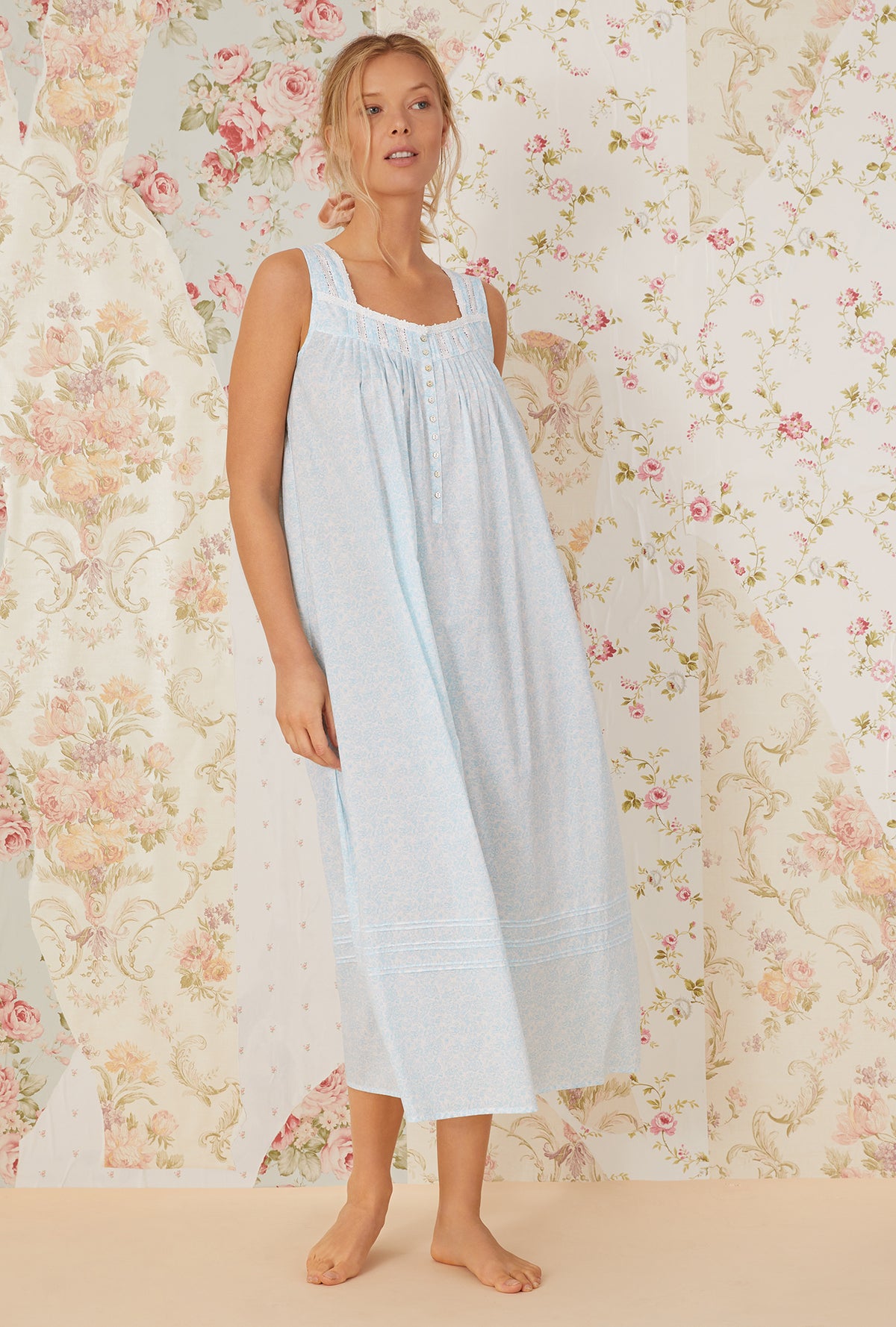Ocean Floral Cotton &quot;Eileen&quot; Nightgown