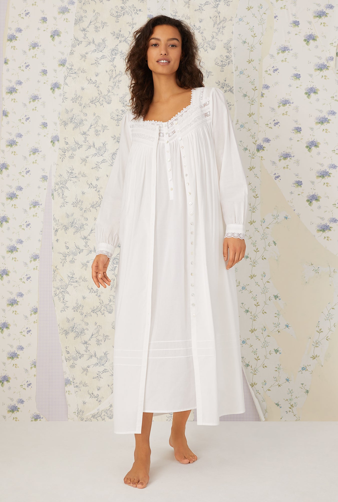 cotton lace dressing gown Margaret Lawton Pretty Embroidered Lace Dressing Gown