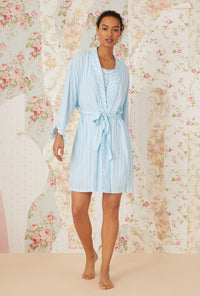 Ocean Stripe Ecovero™ Short Wrap Robe
