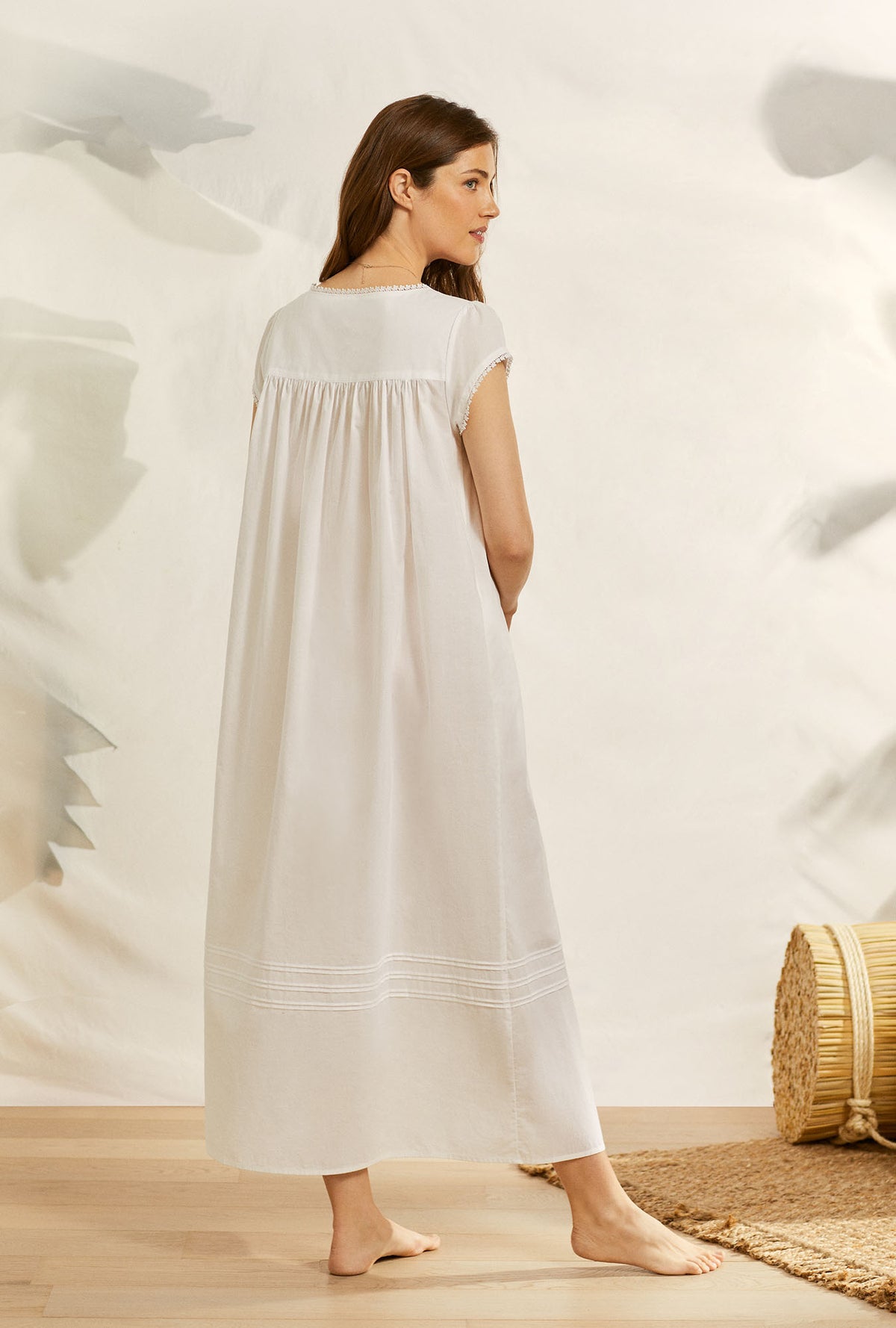 Soft Whisper Cotton Ballet Cap Sleeve Button Front Robe/ Nightgown