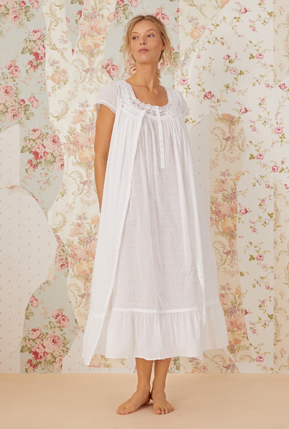 New Day White Cotton Swiss Dot &quot;Eileen&quot; Nightgown