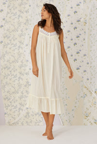 New Day Soft Yellow Cotton Swiss Dot "Eileen" Nightgown