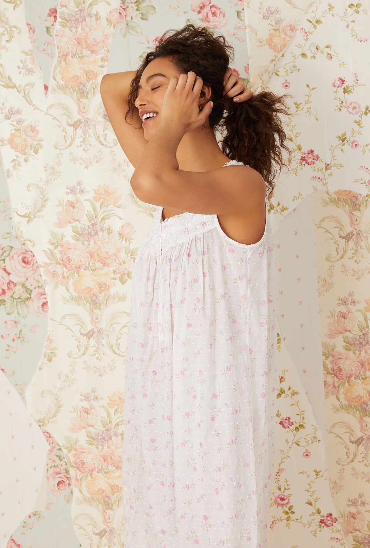Lovely Floral Swiss Dot Ballet Nightgown