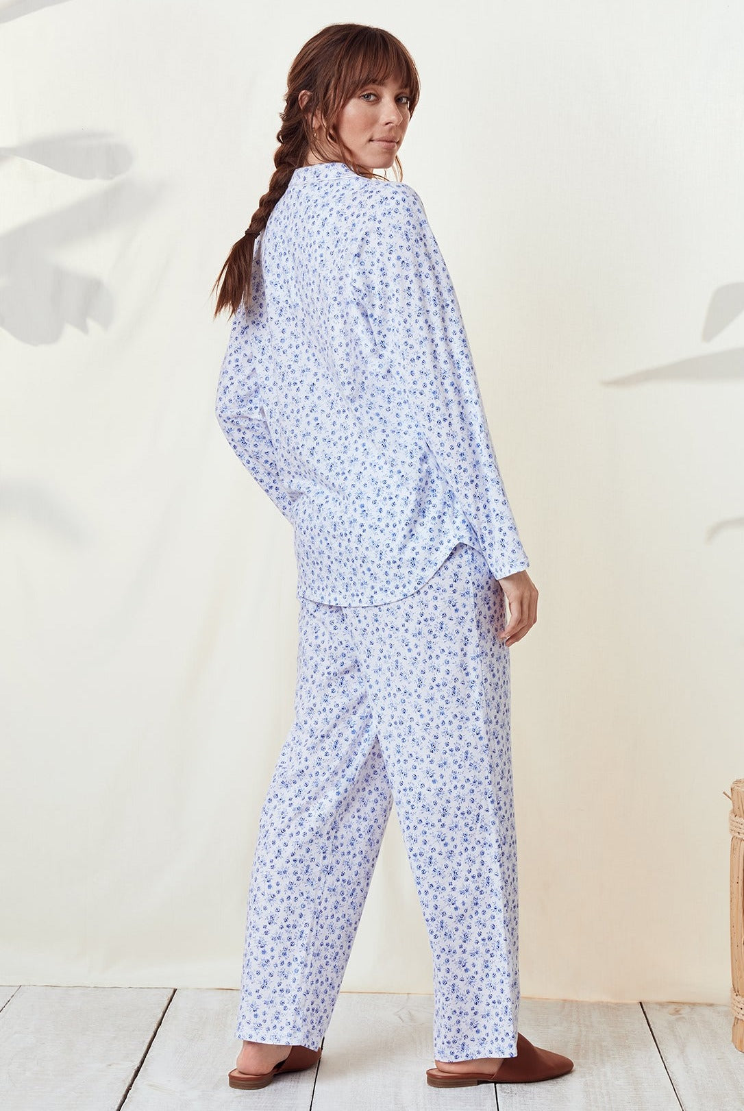 Autumn Blues Notch Cotton Pajama